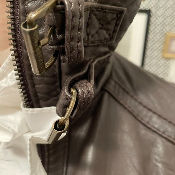 Michael Kors Brown Leather Aviator Jacket Shearling Lined Women’s Size Small P - Picture 4 of 16